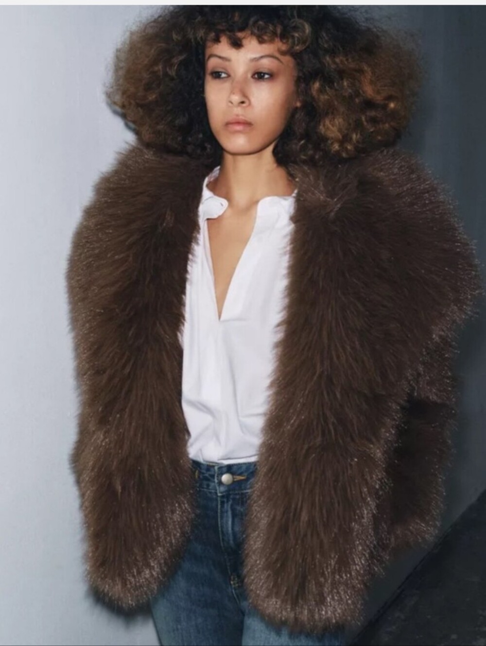 ZARA  FAUX FUR SHORT COAT - Picture 5 of 15